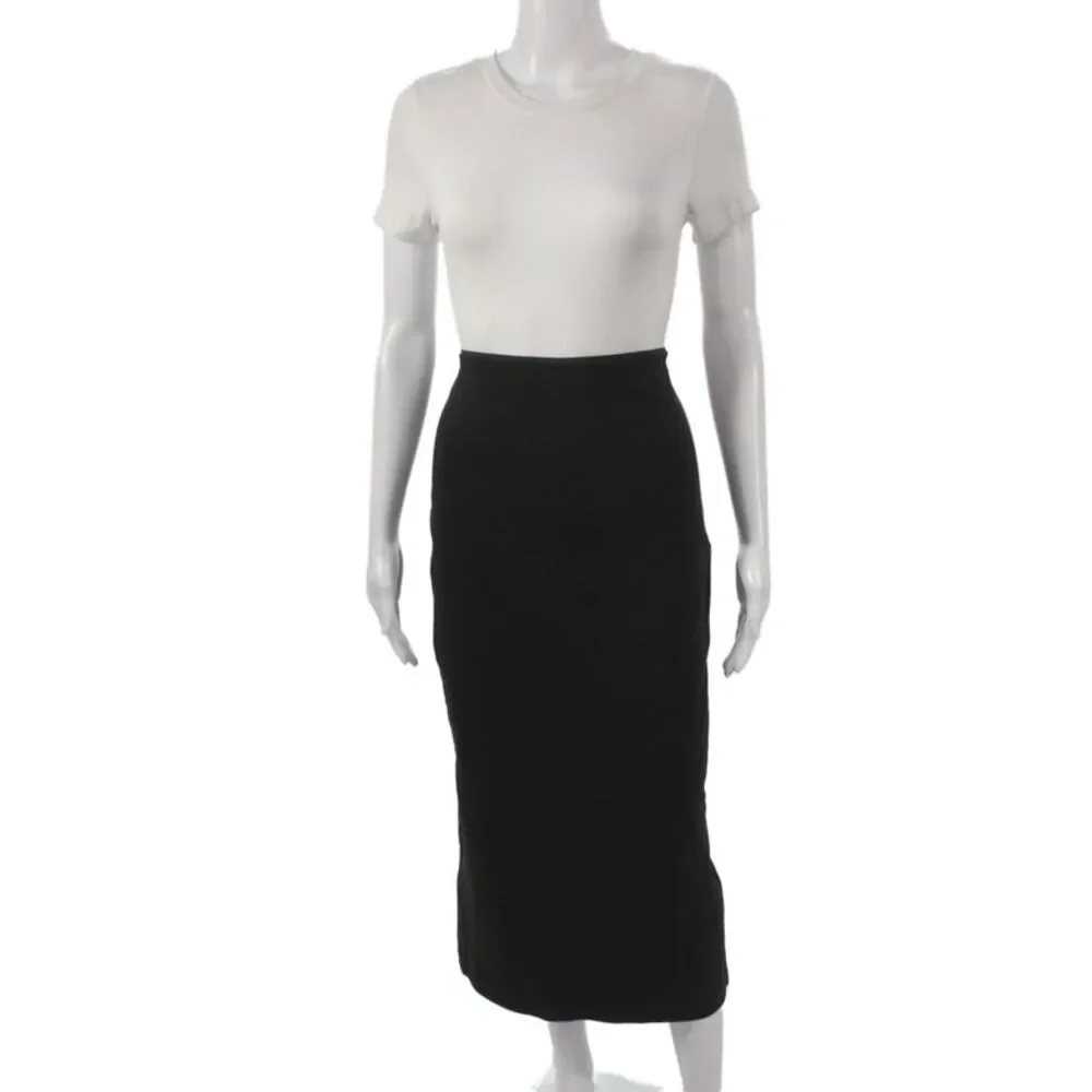 Everlane Womens Maxi Skirt Black Cotton Solid Zip Classic Size S